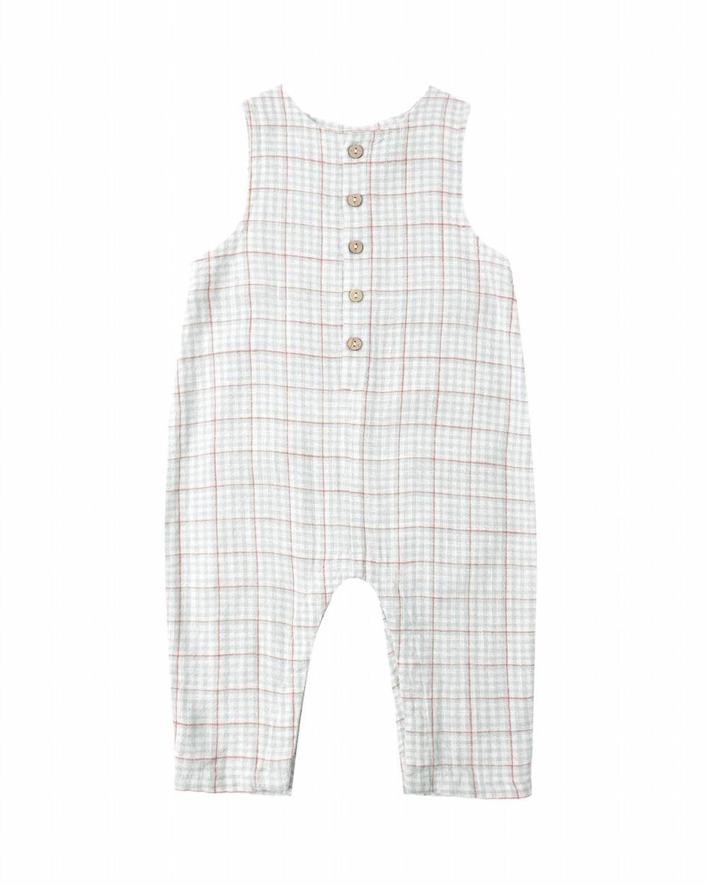 NEW RYLEE + CRU kid's button jumpsuit in light blue stripe